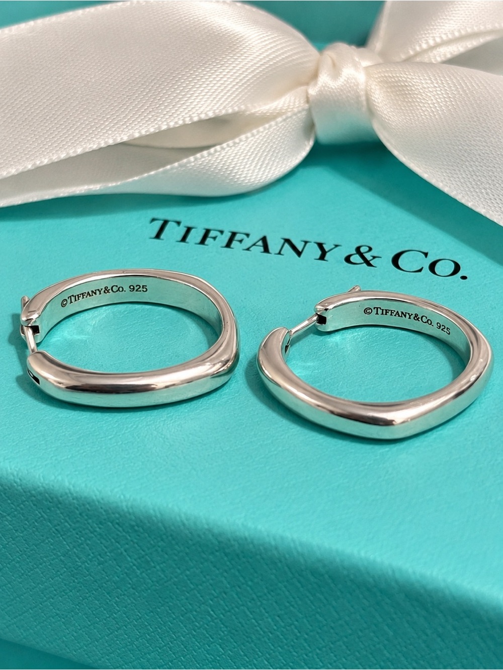 Authentic Tiffany & Co Sterling Silver Cushion Earrings